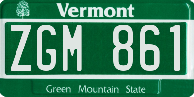 VT license plate ZGM861