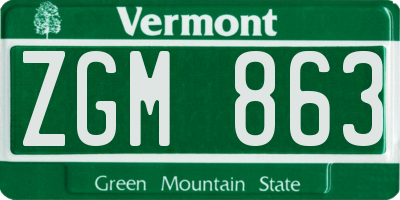 VT license plate ZGM863