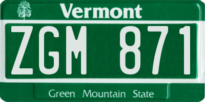VT license plate ZGM871