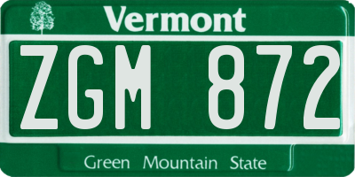 VT license plate ZGM872
