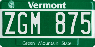 VT license plate ZGM875