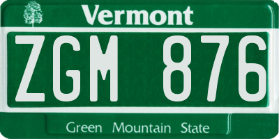 VT license plate ZGM876