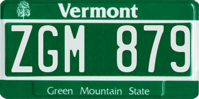 VT license plate ZGM879