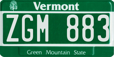 VT license plate ZGM883