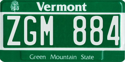 VT license plate ZGM884