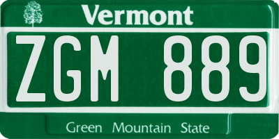 VT license plate ZGM889