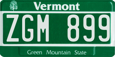 VT license plate ZGM899