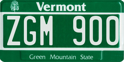 VT license plate ZGM900