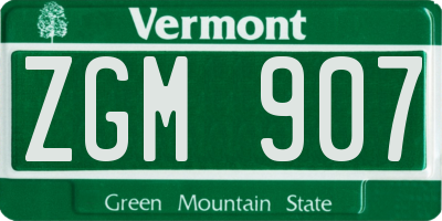 VT license plate ZGM907