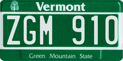 VT license plate ZGM910