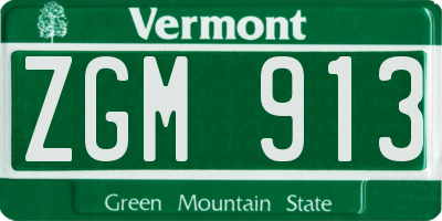 VT license plate ZGM913