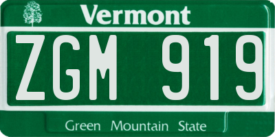 VT license plate ZGM919