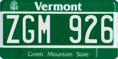 VT license plate ZGM926