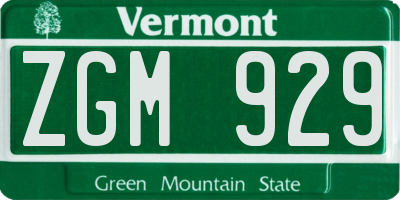 VT license plate ZGM929