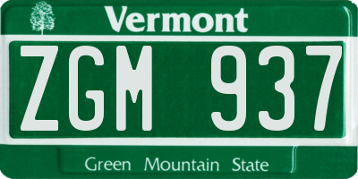 VT license plate ZGM937