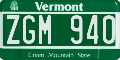 VT license plate ZGM940