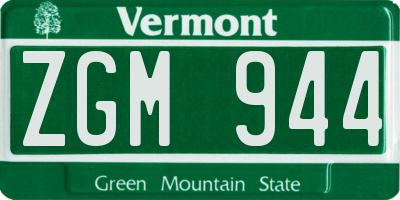 VT license plate ZGM944