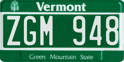 VT license plate ZGM948