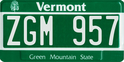 VT license plate ZGM957