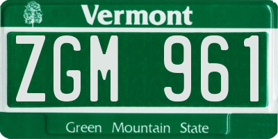 VT license plate ZGM961