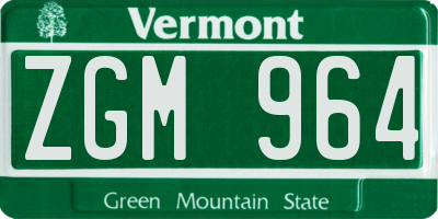 VT license plate ZGM964