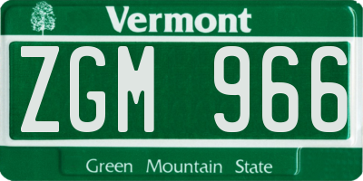 VT license plate ZGM966