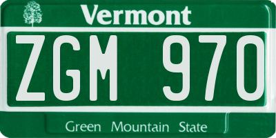VT license plate ZGM970