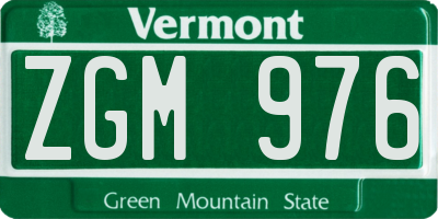VT license plate ZGM976