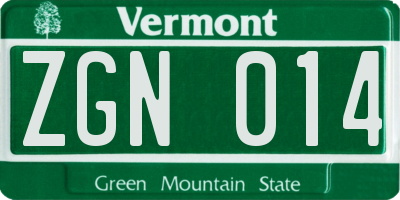 VT license plate ZGN014