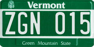 VT license plate ZGN015