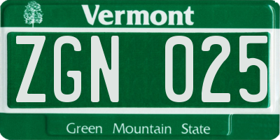 VT license plate ZGN025
