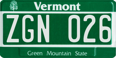 VT license plate ZGN026