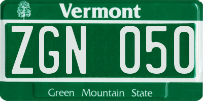 VT license plate ZGN050
