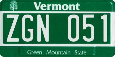 VT license plate ZGN051