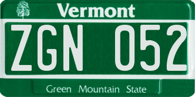 VT license plate ZGN052