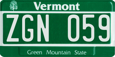 VT license plate ZGN059