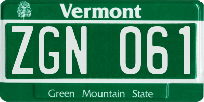 VT license plate ZGN061