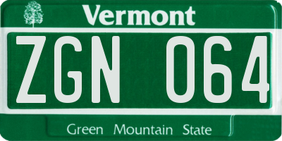 VT license plate ZGN064