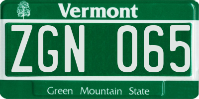 VT license plate ZGN065