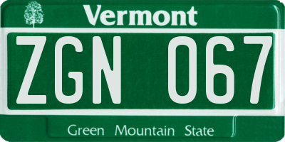 VT license plate ZGN067