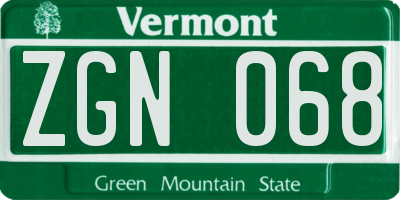 VT license plate ZGN068