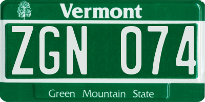 VT license plate ZGN074