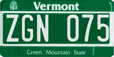 VT license plate ZGN075