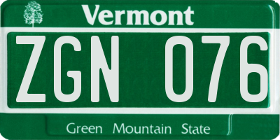 VT license plate ZGN076