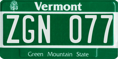 VT license plate ZGN077