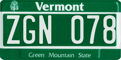 VT license plate ZGN078
