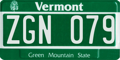 VT license plate ZGN079