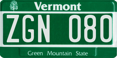 VT license plate ZGN080