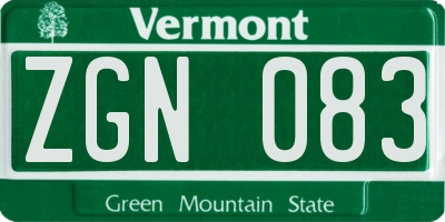 VT license plate ZGN083