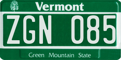 VT license plate ZGN085